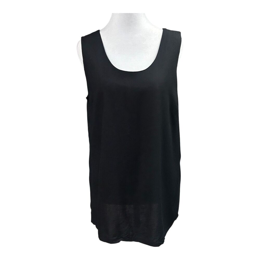 Reyn Spooner Womens Plain Black Tank Top Spun Rayon Sz Large